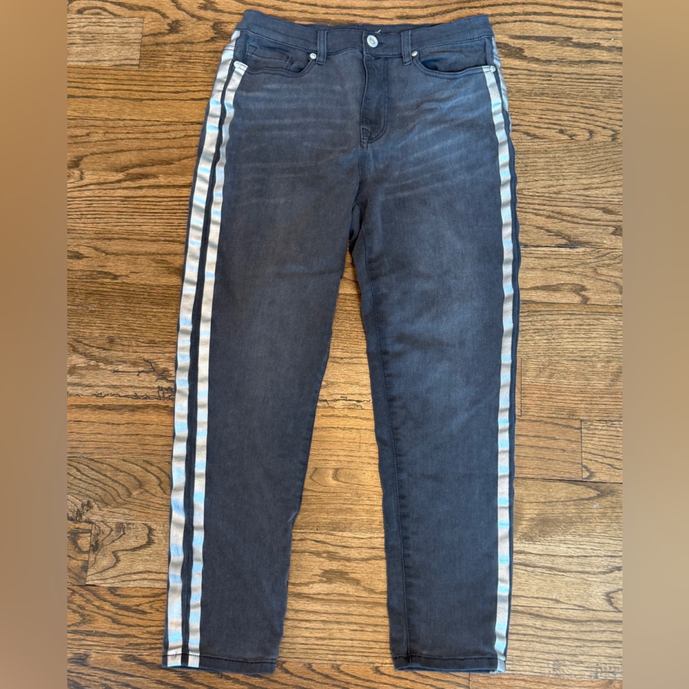 DG2 by Diane Gilman Dark Gray Jeans with Reflective Side Panels Size 8